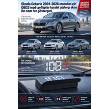 Bowie Skoda Octavia 2004-2026 modeller için OBD2 head up display hayalet gösterge ekranı ön cam hız göstergesi
