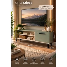 Alfa Miro Solenne Modern Tv Ünitesi - Tv Sehpası - Kum Beji - Su Yeşili - 120 cm
