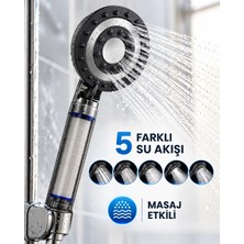 sbodurhome Siyah Filtreli Duş Başlığı 5 Farklı Su Akışı Masaj Etkili Klor ve Kireç Filtreleme