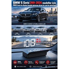 Bowie BMW 5 Serisi 2001-2026 modeller için OBD2 head up display hayalet gösterge ekranı ön cam hız göstergesi
