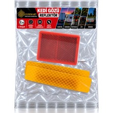 Uldemart Reflektör Seti- Was Kedi Gözü Reflektör 55 mm  x 40 mm & 2 adet x 10 cm Sarı Reflektif Şerit