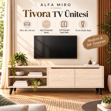 Alfa Miro Tivora Modern Tv Ünitesi - Salon Tv Sehpası - Traverten 135 cm