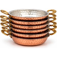 Copper Empire 6’lı Kulplu Bakır Sahan Seti 11 cm Çerezlik Kahvaltılık ve Servis Tabağı