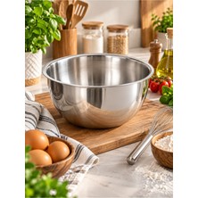 EUROLUXE 18 cm Çelik Karıştırma Kasesi Hamur Yoğurma Salata Hazırlama Çok Amaçlı Mutfak Kabı