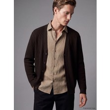 Lc Waikiki Yeni Sezon Kahverengi Regular Fit V Yaka Erkek Triko Hırka