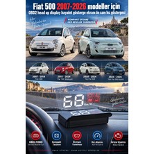 Bowie Fiat 500 2007-2026 modeller için OBD2 head up display hayalet gösterge ekranı ön cam hız göstergesi