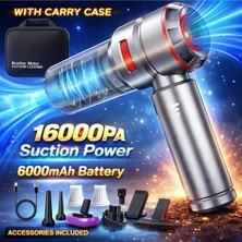 Junglee HL-121 Araç Içi Süpürge Şarjlı Taşınabilir Hafif Çantalı 16000PA Vacuum Cleaner Vakum ve Üfleme