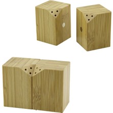 Efnaz Style 5X5CM--Y:7CM 2pcs Mıknatıslı Ikiz Ahşap Bambu Baharatlık - Tuzluk