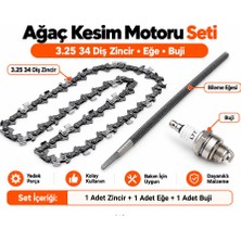 Algaride Motorlu Testere 325 34 Diş Zincir Zincir Eğesi Buji 3 Parça Ağaç Kesim Motoru Yedek Parça