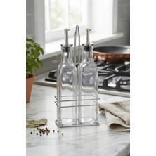 Elegancev Standlı Cam Yağlık Sirkelik Seti - 2 Li Set - 300 ml