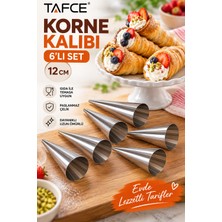 Tafce 6'lı Kurabiye ve Hamur Şekillendirici Korne Kalıbı 12 cm Paslanmaz Çelik Uzun Ömürlü Set