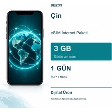 Bezos Çin Esım Internet Paketi Günlük 3 GB 1 Gün - Fup 1 Mbps