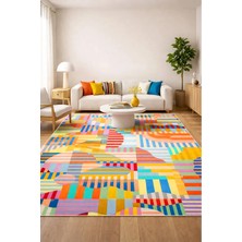 Decomia Home Dijital Kaymaz Yıkanabilir Etnik Desenli Retro Salon Halısı Mutfak Halısı Koridor Halısı Yolluk