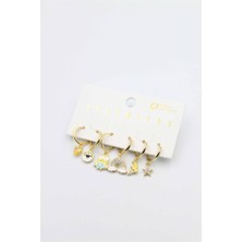 MiraLive Renkli Taşlı Set Küpe - Altın
