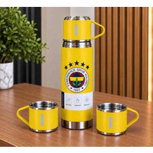 Fenerbahçe Lisanslı Çelik Termos Bardaklı 3'lü Set Sarı