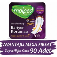 Molped Supernight Mega Hijyenik Ped Gece 30 Lu x 3 Adet