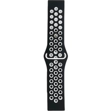 Bezos Watch 20MM Uyumlu Spor Delikli Kordon - Siyah-Beyaz