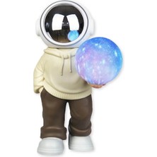 Junglee YM-121 Astronot Bluetooth Hoparlör Taşınabilir Hıfı Çok Işlevli Mini Ses Aygıtı Futbol Versiyon-Kahverengi