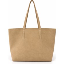 Tecer Bag Kadın Fermuarlı Süet Shopper Omuz Çanta