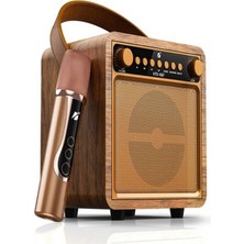 Junglee Subwoofer Karaoke Kablosuz Mikrofonlu Hoparlör USB Tf Kart Mp3 Çalar Şarjlı Bluetooth Speaker