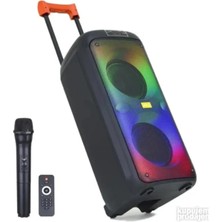 Junglee Büyük Boy Bluetooth Hoparlör Kablosuz Mikrofonlu Taşınabilir Valiz Tipi Tekerlekli Şrjlı Speaker