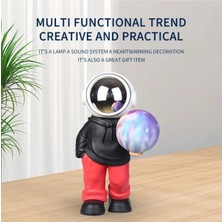 Junglee YM-121 Astronot Bluetooth Hoparlör Taşınabilir Hıfı Çok Işlevli Mini Ses Aygıtı Futbol Versiyon-Kırmızı