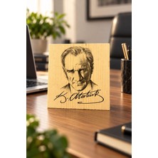 Ceren Wooden Atatürk Portreli Ahşap Dekor 12,5X12,5 cm – Masaüstü ve Duvara Asılabilir Ahşap Tablo