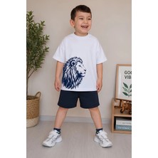 Belya Kids Wear Erkek Çocuk Oversize Tişört Alt 2 Iplik Şort Premium Kalite Belya Kids Aslan Tasarım Alt Üst Takım
