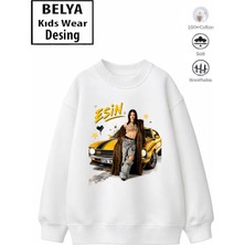 Belya Kids Wear Trend Çocuk Kız Model Tam Kalıp Oversize Manifest Esin Tasarım 2 Iplik Pamuğa Pamuk Kumaş Sweatshirt 73