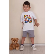 Belya Kids Wear Erkek Çocuk Üst Oversize Tişört Alt Şort Bly Tasarım3 Alt Üst Takım