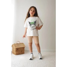 Belya Kids Wear Kız Çocuk Tam Kalıp Üst Oversize Altı Taytlı Kur TASARIM80 Alt Üst Takım