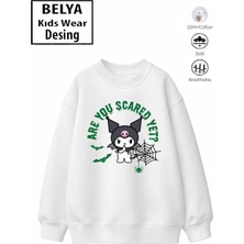 Belya Kids Wear Trend Çocuk Kız Model Tam Kalıp Oversize Krm Tasarım 2 Iplik Pamuğa Pamuk Kumaş Sweatshirt 90