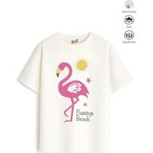 Belya Kids Wear Kız Çocuk Tam Kalıp Flamingo Tasarım 56 Oversize Tişört