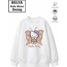 Belya Kids Wear Trend Çocuk Kız Model Tam Kalıp Oversize Kanatlı Hel Tasarım 2 Iplik Pamuğa Pamuk Kumaş Sweatshirt 41