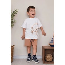 Belya Kids Wear Erkek Çocuk Oversize Tişört Alt 2 Iplik Şort Premium Kalite Belya Kids Ayıcık Tasarım Alt Üst Takım