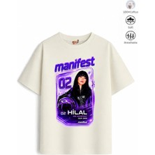Belya Kids Wear Kız Çocuk Oversize Kalıp Pamuklu Mani Hilal Tasarım4 Tişört