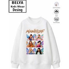 Belya Kids Wear Trend Çocuk Kız Model Tam Kalıp Oversize Manifest Tasarım 2 Iplik Pamuğa Pamuk Kumaş Sweatshirt 78