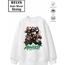 Belya Kids Wear Trend Çocuk Kız Model Tam Kalıp Oversize Manifest Tasarım 2 Iplik Pamuğa Pamuk Kumaş Sweatshirt 80