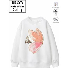 Belya Kids Wear Trend Çocuk Kız Model Tam Kalıp Oversize Kelebek 2 Iplik Pamuğa Pamuk Kumaş Sweatshirt 26