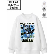 Belya Kids Wear Trend Çocuk Erkek Model Tam Kalıp Oversize Kaykay 2 Iplik Pamuğa Pamuk Kumaş Sweatshirt 31