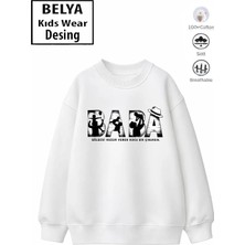 Belya Kids Wear Trend Çocuk Unisex Model Tam Kalıp Oversize Baba Tasarım 2 Iplik Pamuğa Pamuk Kumaş Sweatshirt 35
