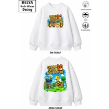Belya Kids Wear Trend Çocuk Erkek Model Tam Kalıp Oversize Ön Arka Baskılı Süper Ayı Tasarım 2 Iplik Pamuğa Pamuk Kumaş Sweatshirt 121