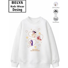 Belya Kids Wear Trend Çocuk Kız Model Tam Kalıp Oversize Kalpli Hun Tasarım 2 Iplik Pamuğa Pamuk Kumaş Sweatshirt 11