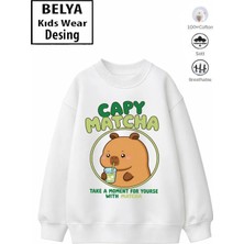 Belya Kids Wear Trend Çocuk Kız Model Tam Kalıp Oversize Cb Tasarım 2 Iplik Pamuğa Pamuk Kumaş Sweatshirt 5
