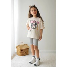 Belya Kids Wear Kız Çocuk Tam Kalıp Üst Oversize Altı Taytlı Kur TASARIM98 Alt Üst Takım