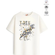 Belya Kids Wear Erkek Çocuk Oversize Kalıp Belya Kids Dinazor Tasarım B31 Pamuklu Tişört