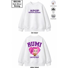 Belya Kids Wear Trend Çocuk Kız Model Tam Kalıp Oversize Ön Arka Baskılı Rumi 2 Iplik Pamuğa Pamuk Kumaş Sweatshirt 101