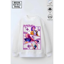 Belya Kids Wear Tam Kalıp Oversize Kız Çocuk Pamuğa Pamuk 3 Iplik Kumaş Pop Tasarım Sweatshirt