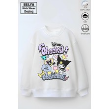 Belya Kids Wear Tam Kalıp Oversize Kız Çocuk Pamuğa Pamuk 3 Iplik Kumaş Karakter Tasarım Sweatshirt