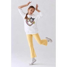 Belya Kids Wear Kız Çocuk Tam Kalıp Üst Oversize Alt Taytlı Kurmelo Tasarım 173 Alt Üst Takım